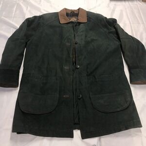 WOMEN'S ADVENTURE BOUND WILSONS DUFFLE COAT SZ Large GREEN SUEDE With LINING